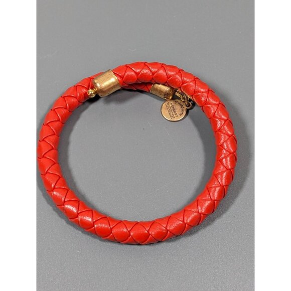Alex Ani Orange Braided Leather Wrap Bracelet 7 inch - Picture 2 of 8